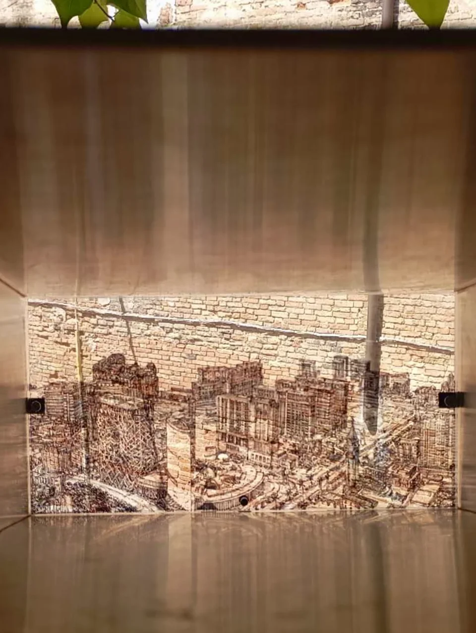 Eric Fok Hoi Seng, Distant Views 遠眺的場域 (dettaglio), 2026, Metal, painting on acrylic sheets, 75 x 74.5 x 155 cm x 2, ph Qinggang Xiang