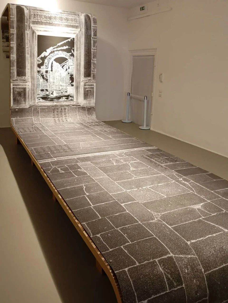 Eric Fok Hoi Seng, Floating Stones 浮石, 2026, Giclée print, painting, high-strength corrugated cardboard, 182 x 645 x 285 cm, ph Qinggang Xiang
